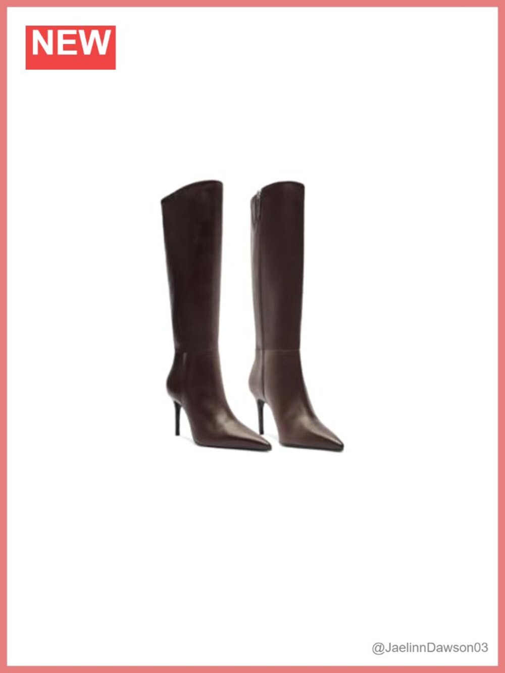 Women's Mid-Calf Leather Boots Stiletto Heel (Dark Brown) Fall Shoes